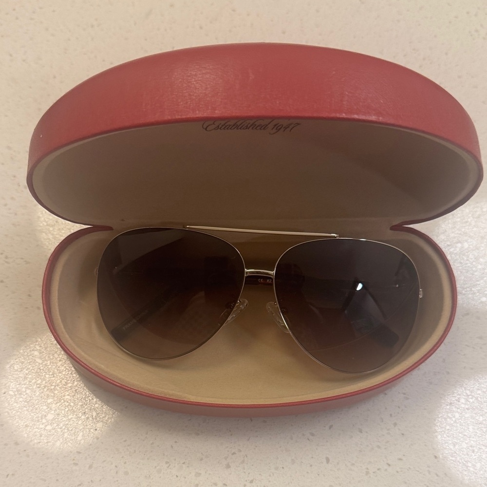 Talbots Brown Aviator Sunglasses with Red Case